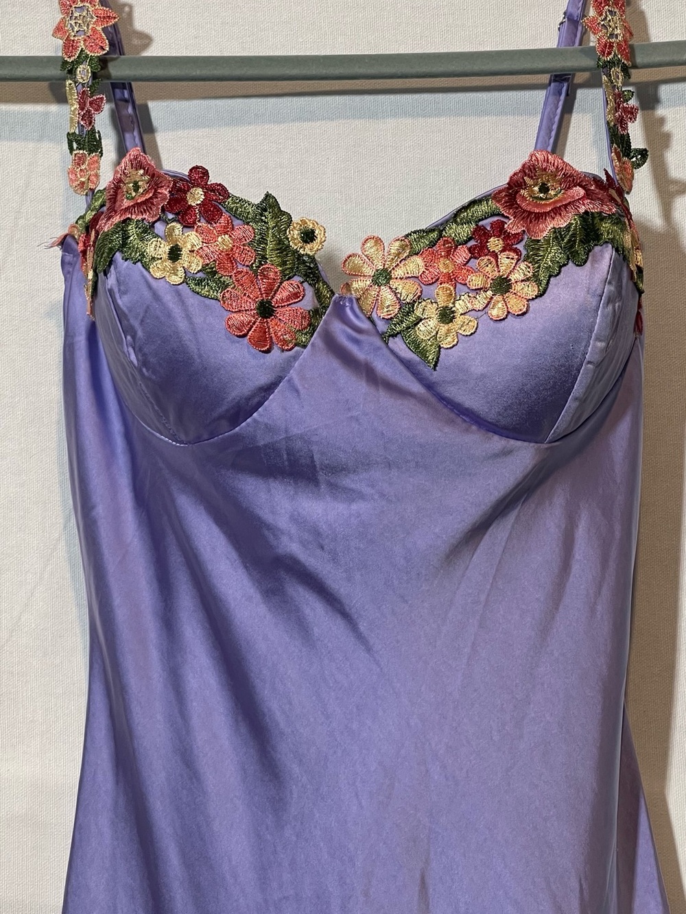 Lilac Floral-Trim Maxi Slip Dress - Picture 3 of 14